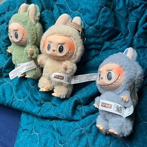 Pop Mart Furry Companions - Green, Cream, and Blue Macarons Labubu